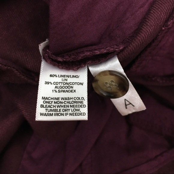 LOFT Linen Pants Marisa Ankle Trousers Burgundy Minimalist Dark Academia Size 2 - Picture 7 of 10